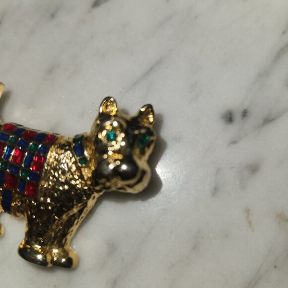 ✨3 for $18✨Vintage Scottie Dog Brooch – Gold Tone with Enamel & Rhinestone Eyes - Picture 2 of 5